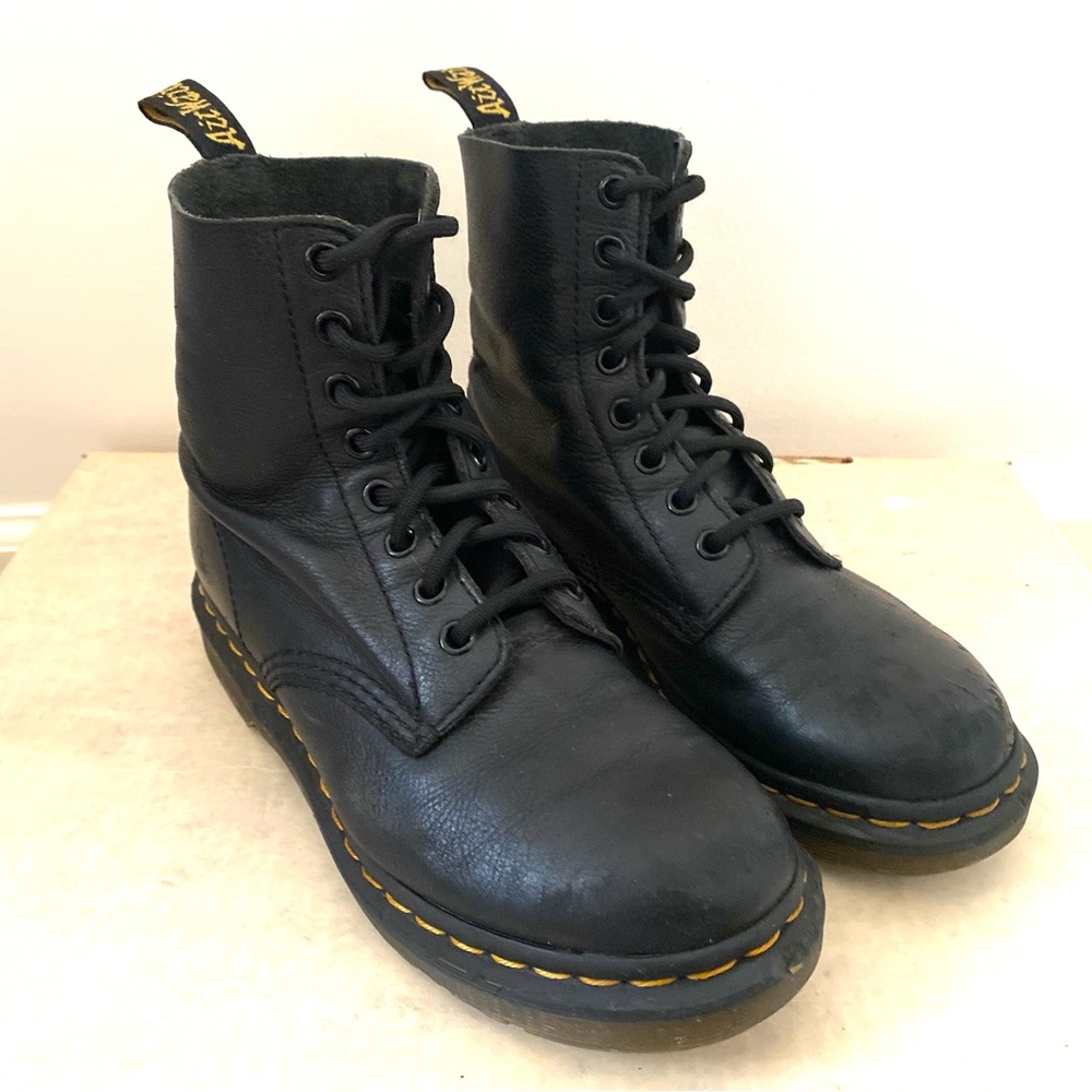 Dr Martens 1460 Womens Pascal Virginia Leather Combat Boots Steampunk Sz 6 Black